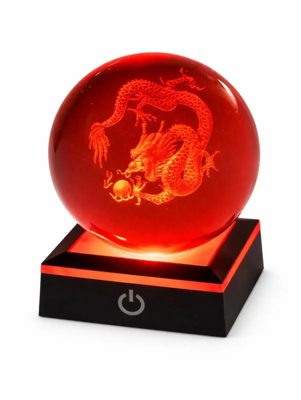 3D Dragon Ingraved Crystal Ball Night Light w/4 Steady Colors&Changing Color